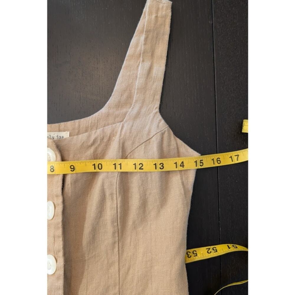 Harly Jae Provence Button Front Dress S 100% Linen Taupe Square Neck Midi Canada - Picture 5 of 9